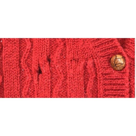 Women’s Size 34 Aston Red Wool Vest Cropped Knit Cottagecore Fisherman - Picture 3 of 5